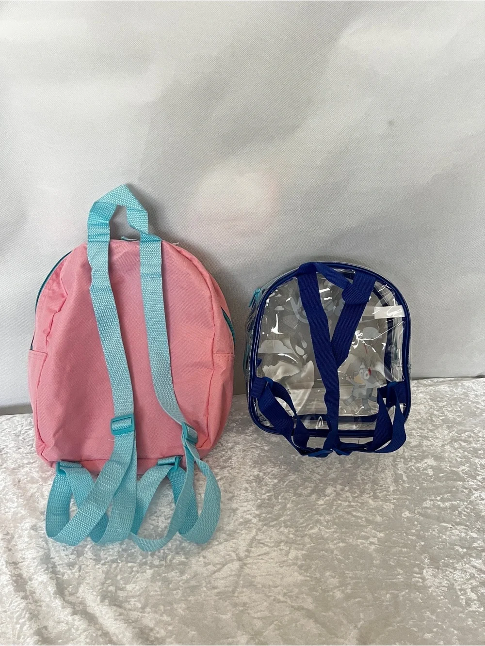 Two Mini Backpack Peppa Pig and Bluey Clear Bag Pink/Blue For Kids